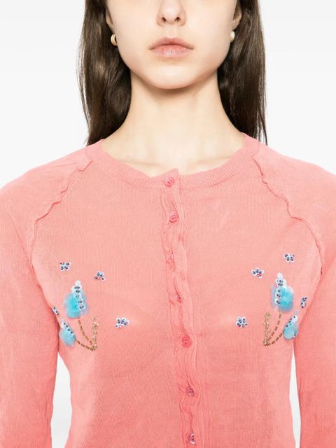SHUSHU/TONG floral-embellished cardigan - Pink