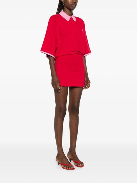 The Attico contrast-collar logo-embroidered mini dress