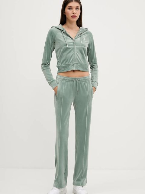 Juicy Couture spodnie dresowe kolor zielony z aplikacją JCAPW045