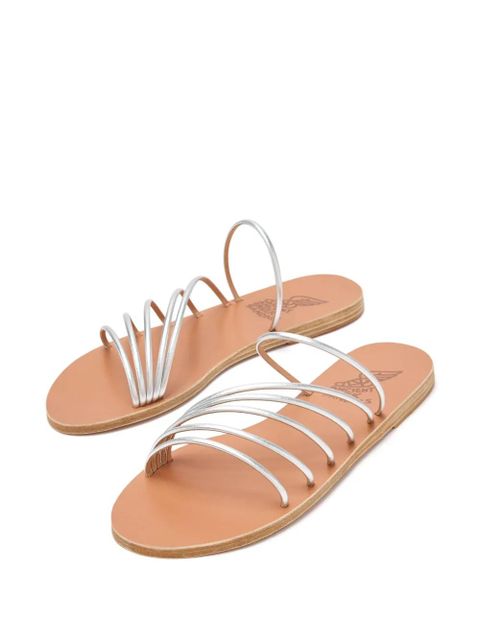 Ancient Greek Sandals Adriani metallic leather five-strap flat sandals - Silver