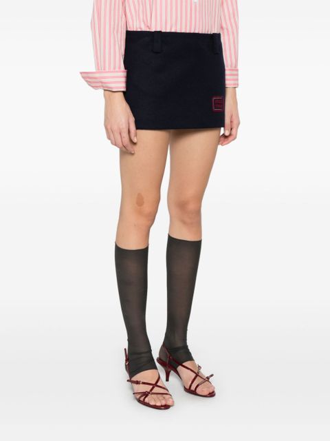 Miu Miu logo-embroidered mini skirt - Blue