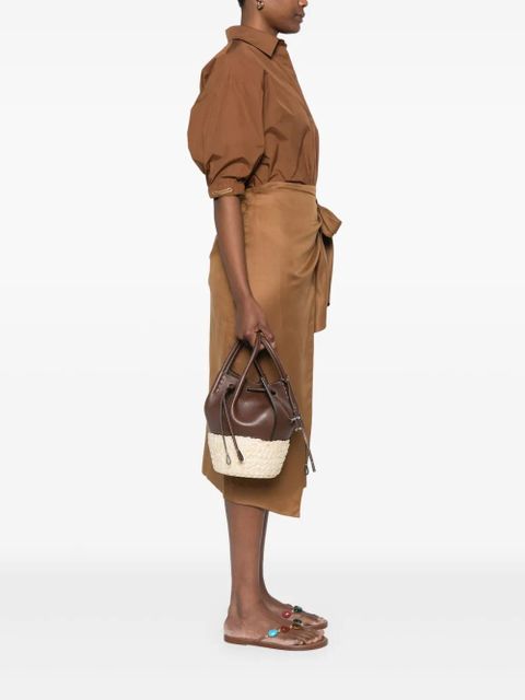 Tod's mini straw leather bucket bag - Brown - zdjęcie produktu nr 2