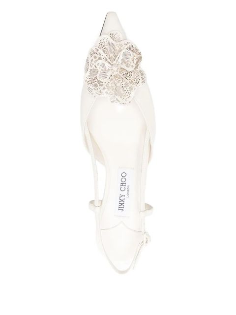 Jimmy Choo floral-appliqué slingback pumps - White