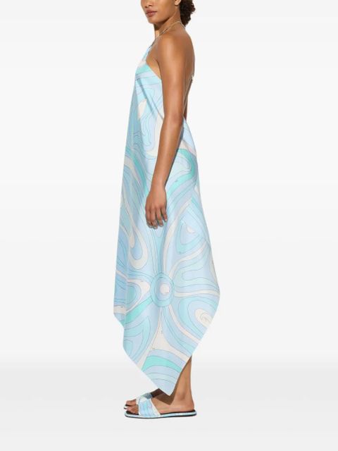 PUCCI marmo-print silk midi dress - Blue