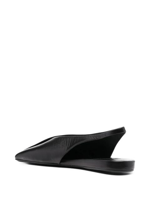 Jil Sander asymmetric-toe leather ballerina shoes - Black