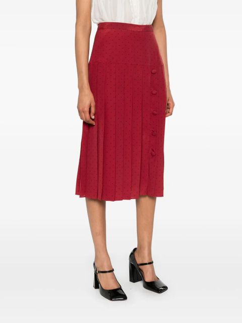Alessandra Rich polka-dot midi skirt - Red