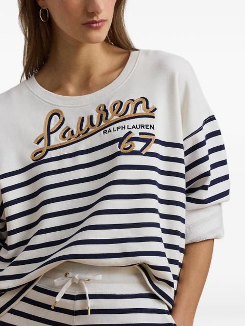 Lauren Ralph Lauren striped logo-embroidered top - White