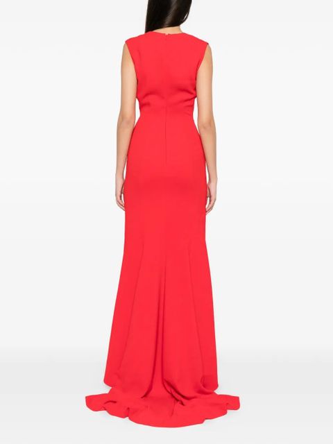 Solace London Althea plunging V-neck sleeveless maxi dress - Red