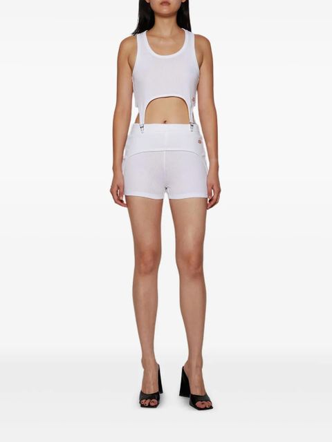 Jean Paul Gaultier ribbed garter cotton shorts - White