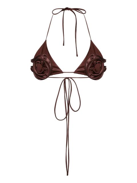 Magda Butrym floral triangle bikini top - Brown