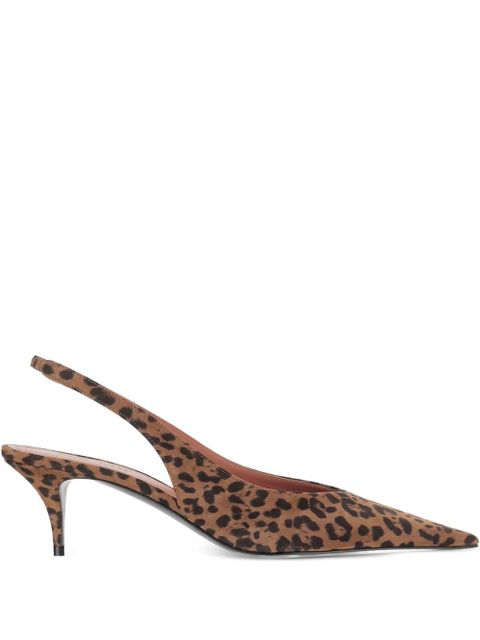 Amina Muaddi 55mm Anok animal-print slingback pumps - Brown