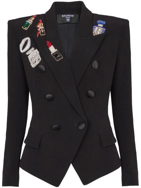 Balmain embroidered patches fitted jacket - Black - zdjęcie produktu nr 1