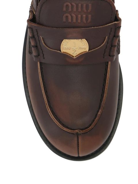 Miu Miu logo-detail slingback loafers - Brown - zdjęcie produktu nr 2