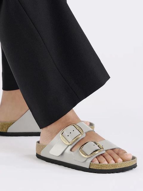 Birkenstock klapki skórzane Arizona Big Buckle damskie kolor szary 1029391 - zdjęcie produktu nr 2