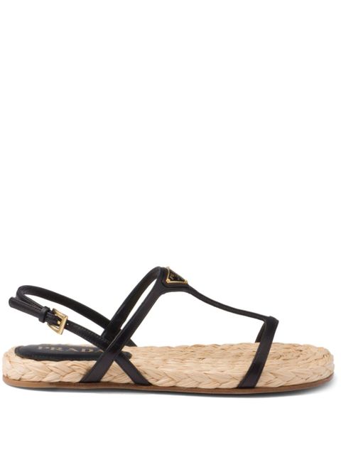 Prada enamel triangle-logo flat sandals - Black - zdjęcie produktu nr 1