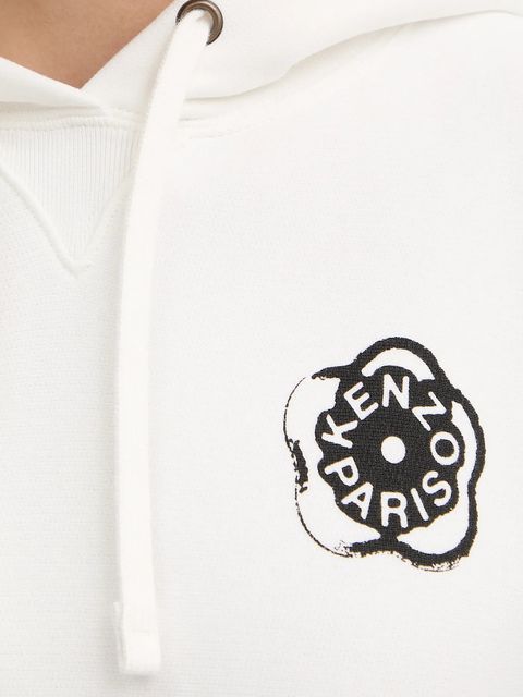 Kenzo bluza bawełniana damska kolor biały z kapturem z nadrukiem FG52HO2064MB