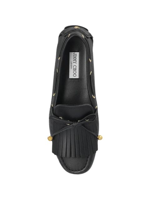 Jimmy Choo Manon tassel leather boat shoes - Black