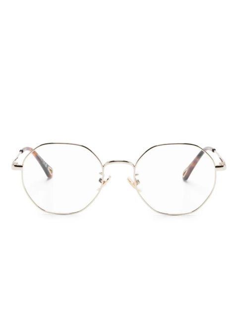 Chloé Eyewear tortoiseshell-effect geometric-frame glasses - Gold - zdjęcie produktu nr 1
