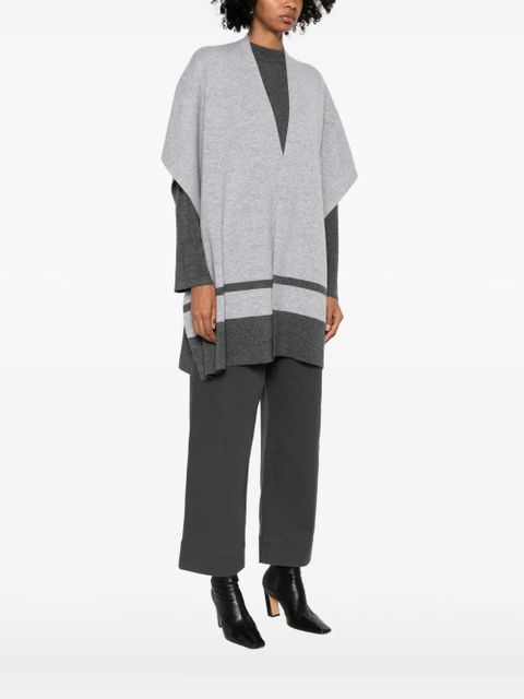 Max Mara stripe-detail V-neck cape - Grey