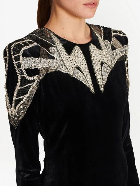 Balmain long sequin-detail open-back dress - Black