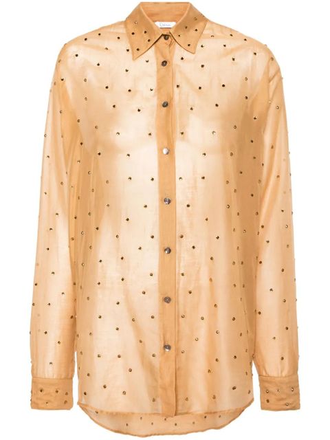 Oséree rhinestoned cotton blend shirt - Neutrals - zdjęcie produktu nr 1