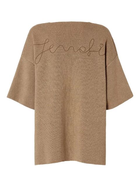 FENDI embroidered V-neck top - Brown - zdjęcie produktu nr 2