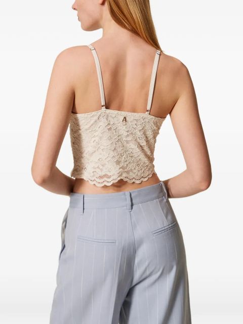 TWINSET lace-pattern cropped bustier top - Neutrals