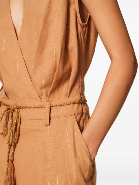 TWINSET pinstriped belted jumpsuit - Neutrals