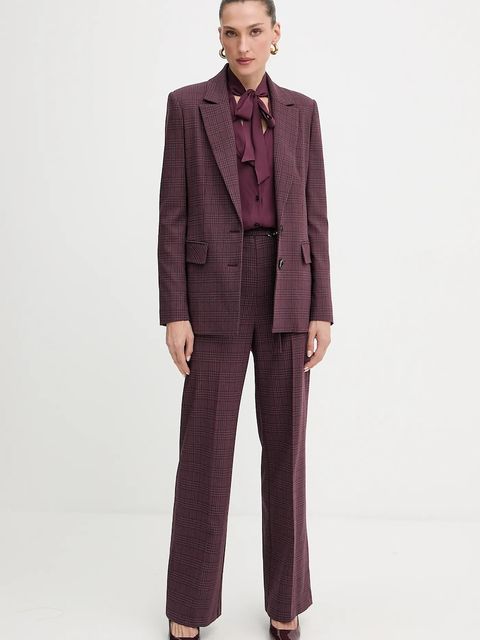 Patrizia Pepe koszula damska kolor bordowy regular z wiązanym dekoltem 8C0785 A8I1 - zdjęcie produktu nr 2