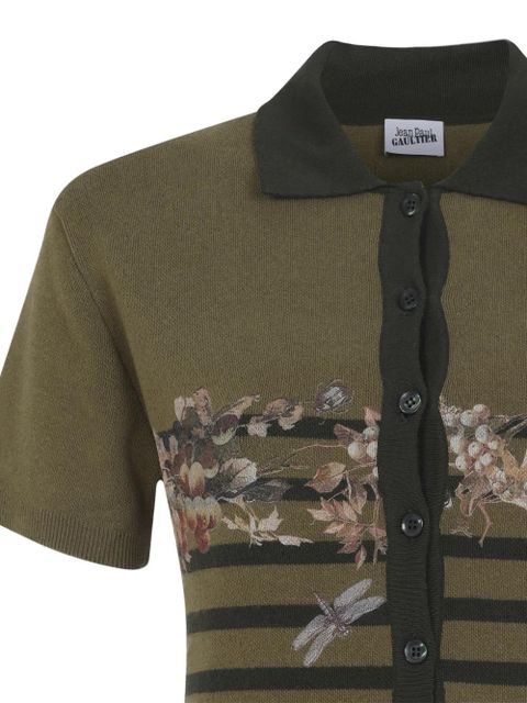 Jean Paul Gaultier floral-print striped playsuit - Green