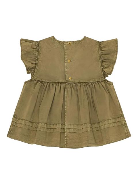 GANNI ruffled top blouse - Green