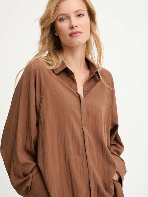 Answear.LAB koszula damska kolor brązowy relaxed z kołnierzykiem klasycznym - zdjęcie produktu nr 1