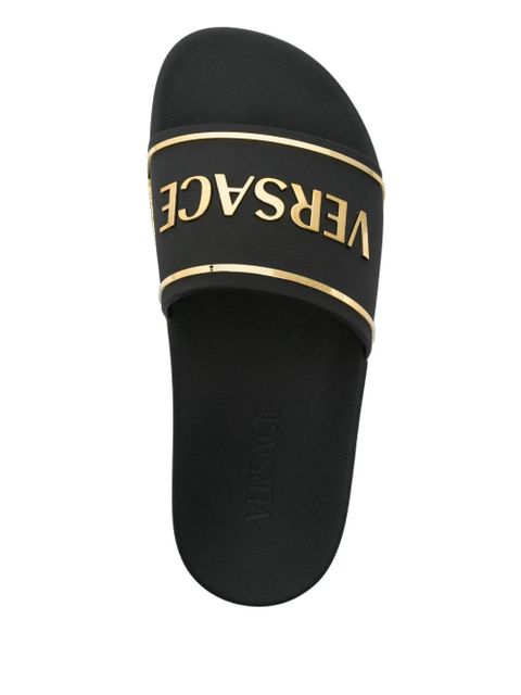 Versace logo-embossed slides - Black
