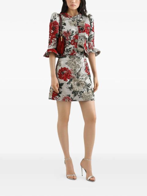 Dolce & Gabbana floral-embroidered mini skirt - Silver - zdjęcie produktu nr 2
