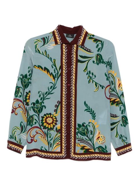 ETRO floral-print button-up jacket - Blue
