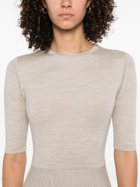 Gabriela Hearst half-sleeve A-line midi dress - Neutrals