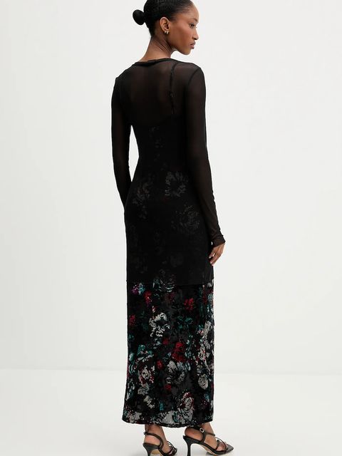 Desigual sukienka CASSIDY kolor czarny maxi dopasowana 25WWVK11