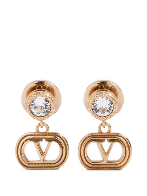 Valentino Garavani ovalette metal and Swarovski® crystal earrings - Gold - zdjęcie produktu nr 1