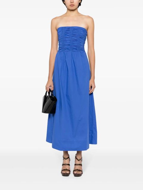 Faithfull the Brand Dominquez organic cotton strapless dress - Blue - zdjęcie produktu nr 2