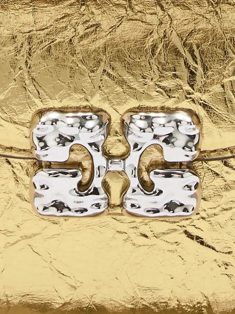 GANNI logo-plaque chain cross body bag - Gold