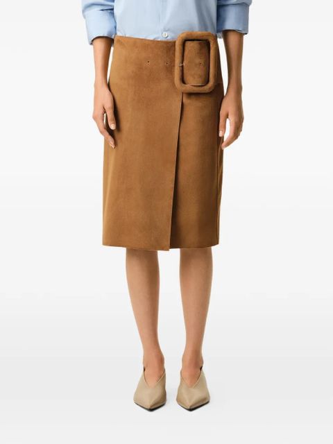 AMI Paris belted A-line midi skirt - Brown