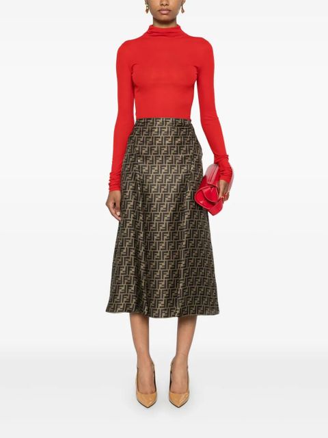 FENDI FF-pattern print midi skirt - Brown - zdjęcie produktu nr 2