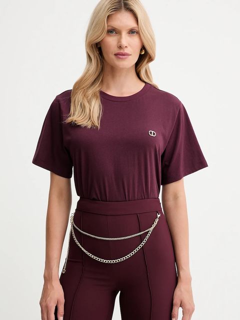 Twinset t-shirt bawełniany damski kolor bordowy 252TP2057 - zdjęcie produktu nr 1