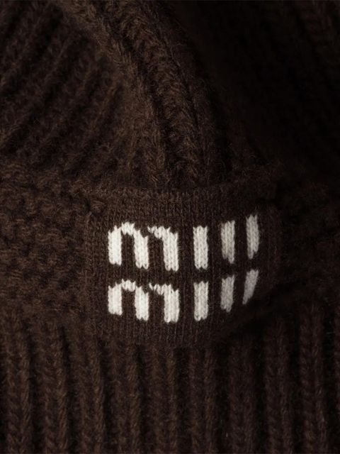 Miu Miu logo-jacquard balaclava - Brown - zdjęcie produktu nr 2
