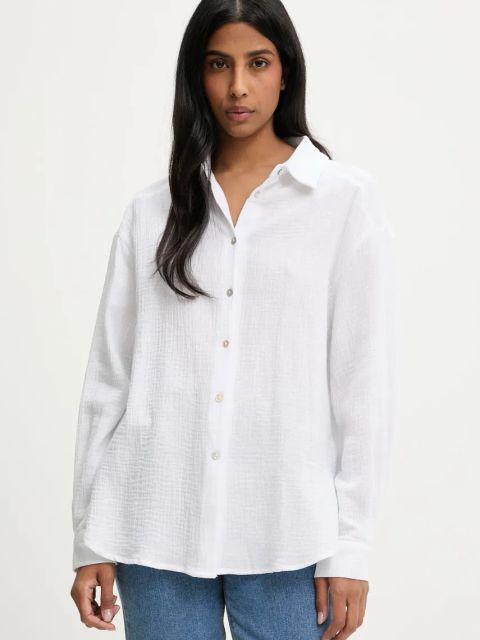 Answear.LAB koszula bawełniana damska kolor biały relaxed z kołnierzykiem klasycznym