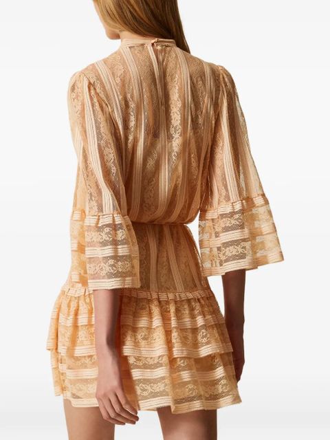 TWINSET striped lace dress - Pink