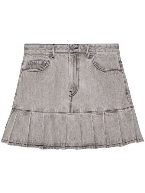 GANNI Future denim pleated mini skirt - Grey - zdjęcie produktu nr 1