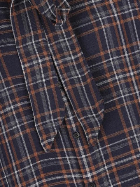 Saint Laurent tie-fastening checked shirt - Black