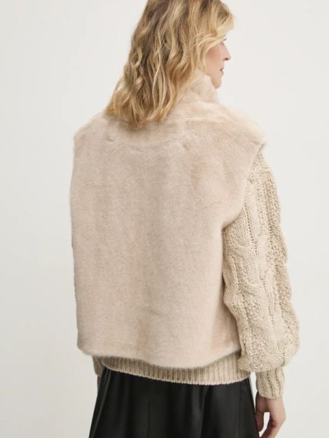 Answear.LAB bezrękawnik damski kolor beżowy przejściowy