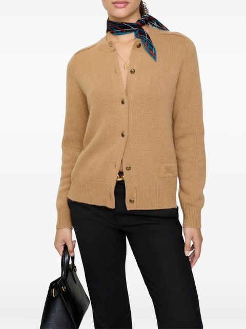 Burberry elbow-patch equestrian-knight cardigan - Neutrals